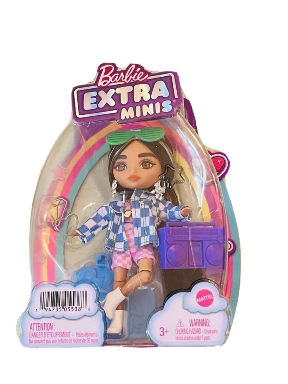 Mattel Barbie Extra Minis Doll with Purple Boombox and Green Sunglasses